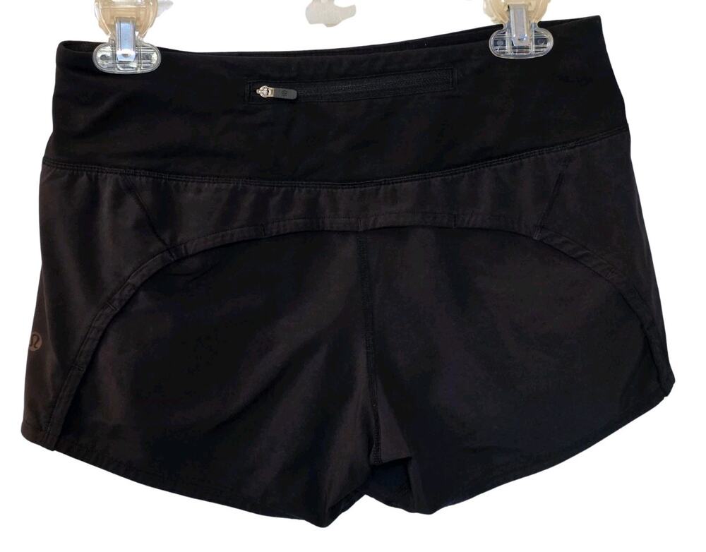Lululemon women’s Speed Up High Rise Black Running Unlined Shorts LW7BBFT Sz 4